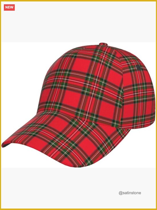 Vintage Plaid Adjustable Baseball Cap, Unisex Dad Hat, Polyester, Snapback main image 6
